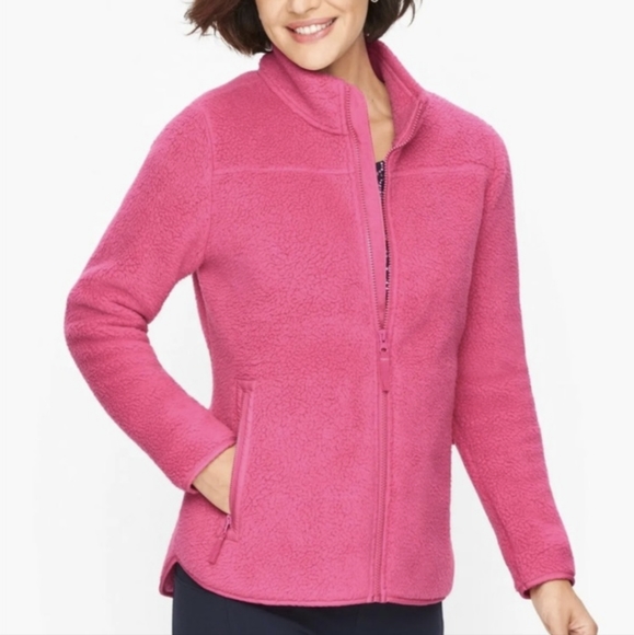 Talbots Jackets & Blazers - Hot Pink Sherpa Zipper Jacket Talbots Barbiecore Size MP